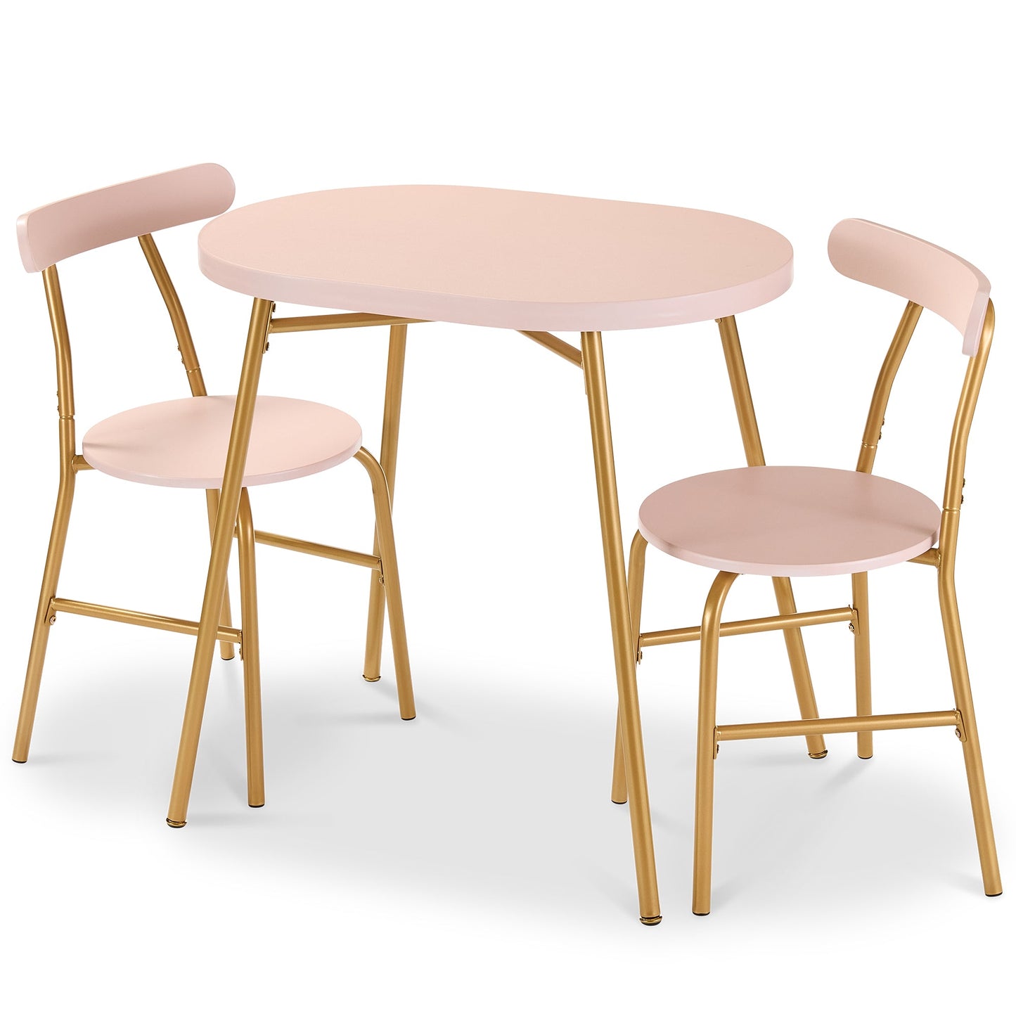 3-Piece Oval Dining Table Set Small Kitchen Set w/ 2 Chairs