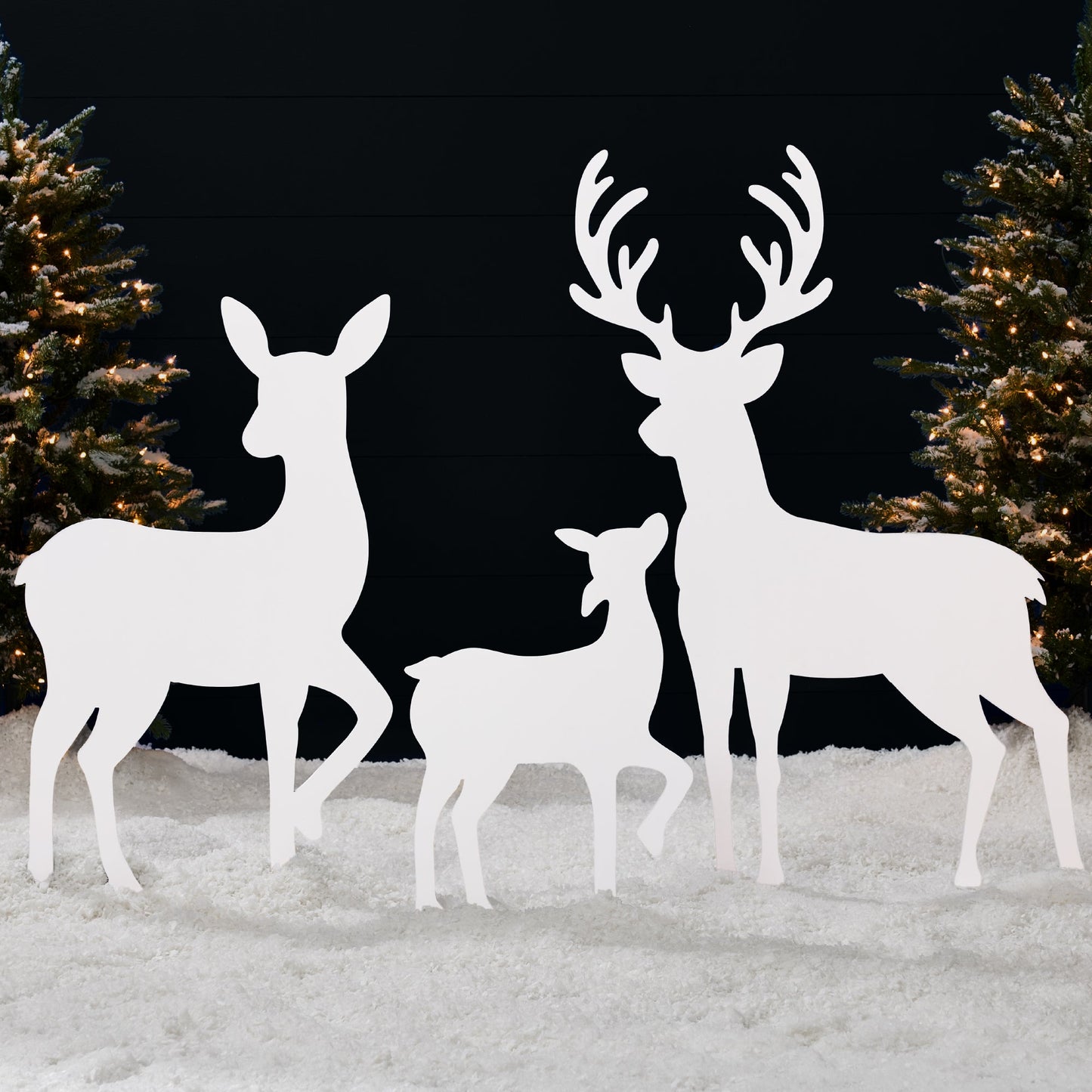 3-Piece 2D Deer Family Silhouette Yard Decoration w/ Buck Doe Fawn - 46in