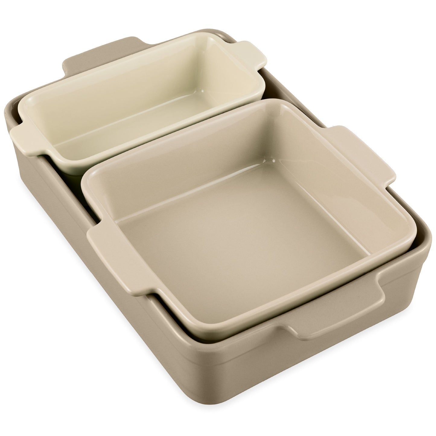 3-Piece Ceramic Bakeware Set Stoneware Baking Dishes Casserole Serving Set