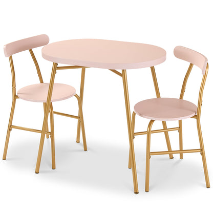 3-Piece Oval Dining Table Set Small Kitchen Set w/ 2 Chairs