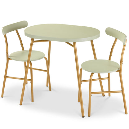 3-Piece Oval Dining Table Set Small Kitchen Set w/ 2 Chairs
