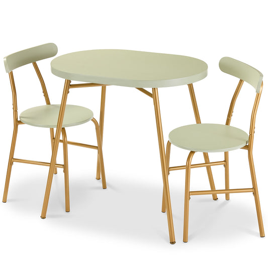 3-Piece Oval Dining Table Set Small Kitchen Set w/ 2 Chairs