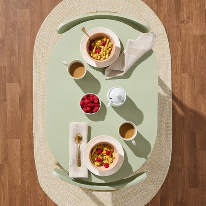 3-Piece Oval Dining Table Set Small Kitchen Set w/ 2 Chairs