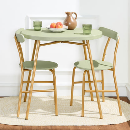 3-Piece Oval Dining Table Set Small Kitchen Set w/ 2 Chairs