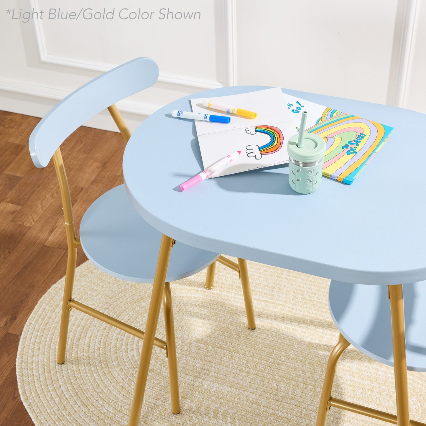 3-Piece Oval Dining Table Set Small Kitchen Set w/ 2 Chairs