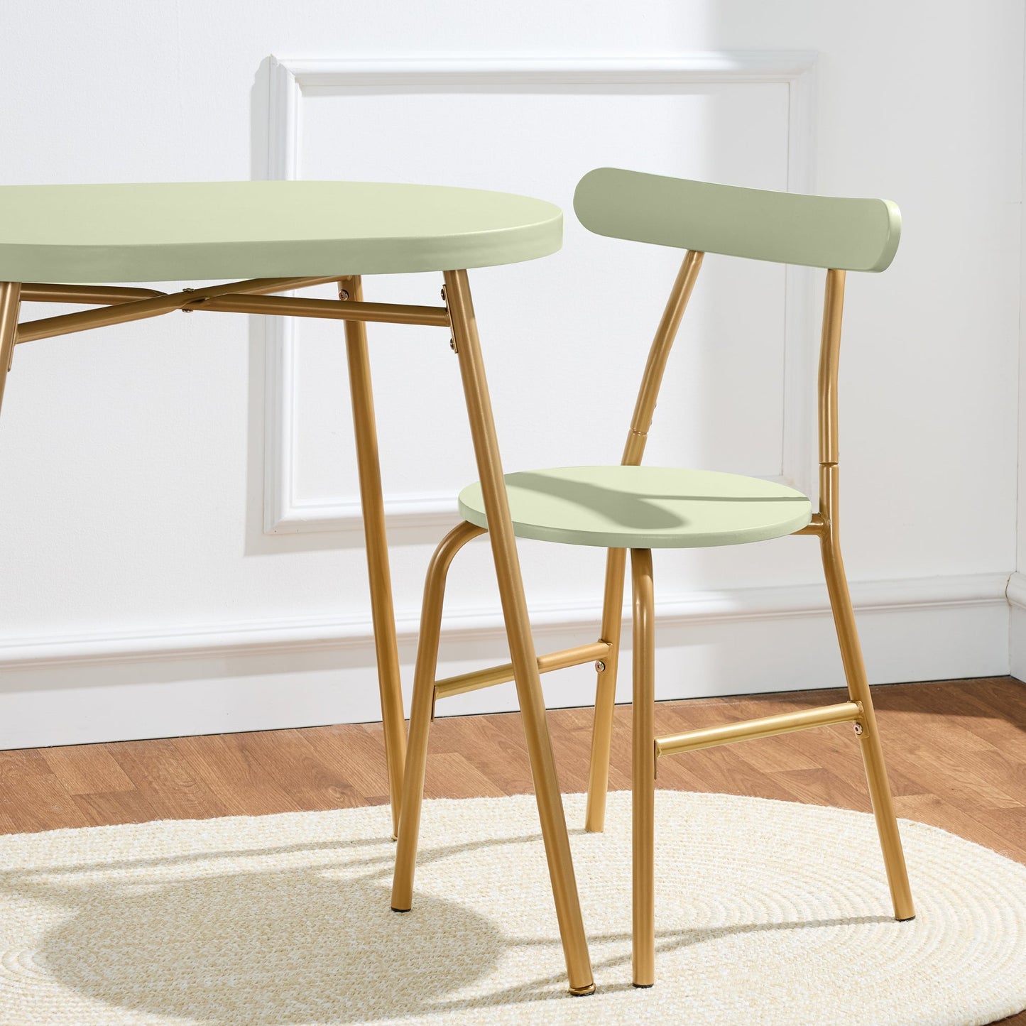 3-Piece Oval Dining Table Set Small Kitchen Set w/ 2 Chairs