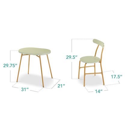 3-Piece Oval Dining Table Set Small Kitchen Set w/ 2 Chairs