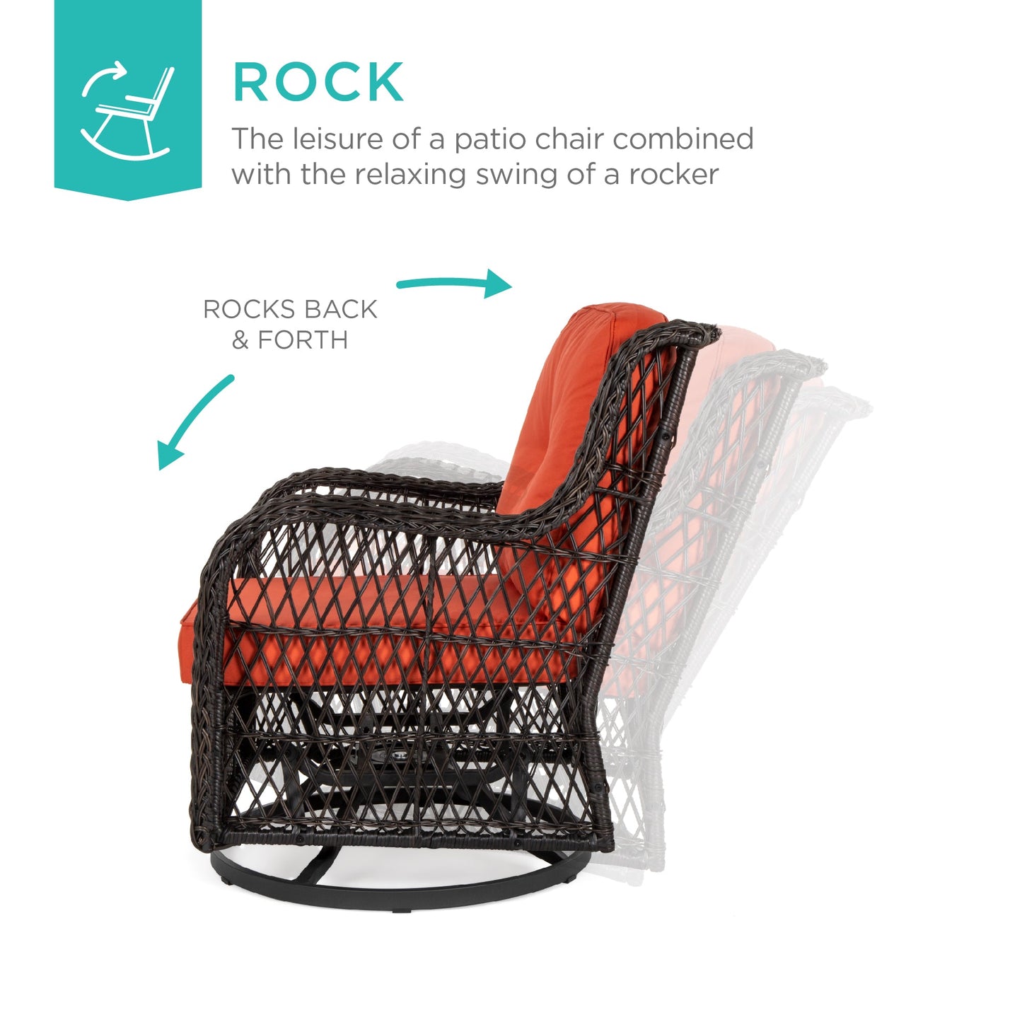 3-Piece Patio Wicker Bistro Furniture Set w/ 2 Swivel Rocking Chairs Table