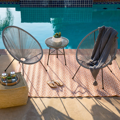 3-Piece All-Weather Patio Acapulco Bistro Set w/ Rope Glass Top Table