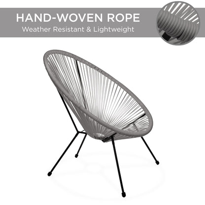 3-Piece All-Weather Patio Acapulco Bistro Set w/ Rope Glass Top Table