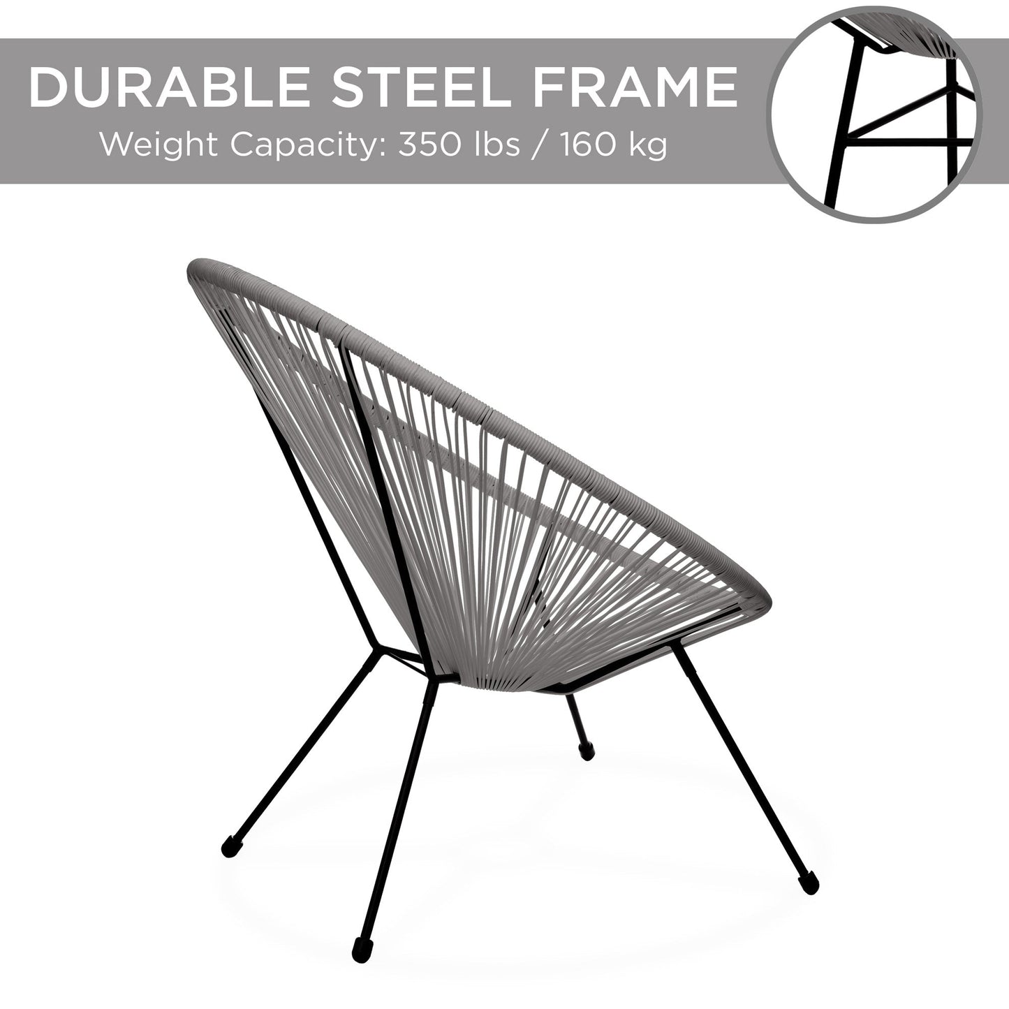 3-Piece All-Weather Patio Acapulco Bistro Set w/ Rope Glass Top Table