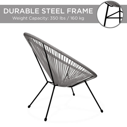 3-Piece All-Weather Patio Acapulco Bistro Set w/ Rope Glass Top Table