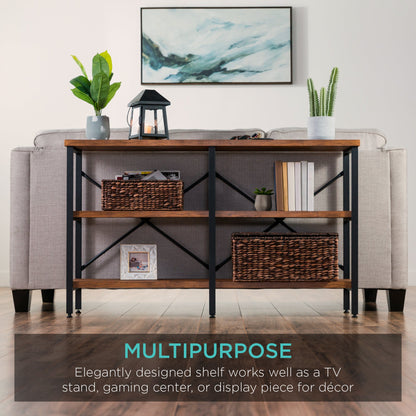 3-Tier Industrial Hallway Console Table for Living Room Entry Way - 55in