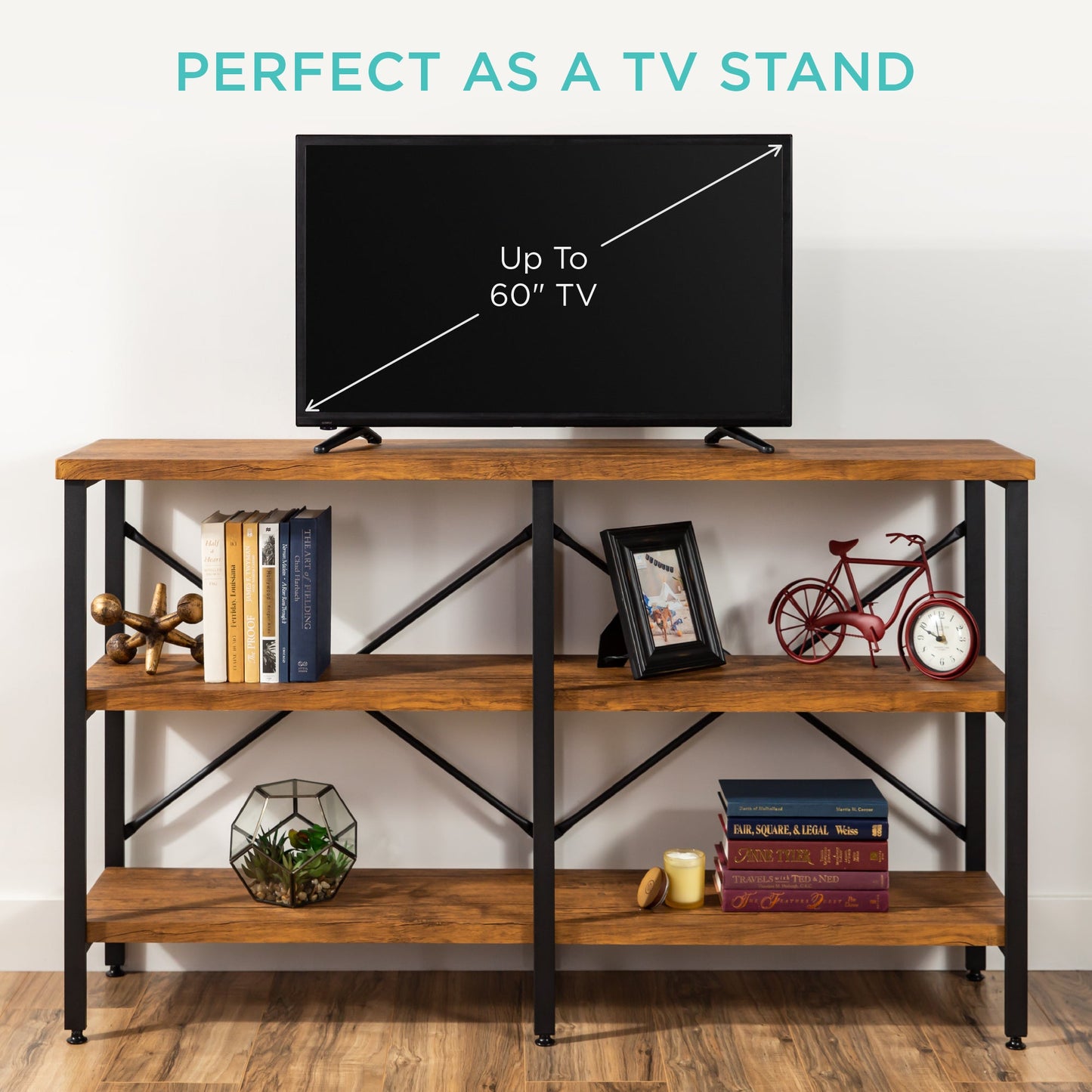 3-Tier Industrial Hallway Console Table for Living Room Entry Way - 55in
