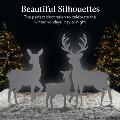 3-Piece 2D Deer Family Silhouette Yard Decoration w/ Buck Doe Fawn - 46in