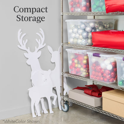 3-Piece 2D Deer Family Silhouette Yard Decoration w/ Buck Doe Fawn - 46in