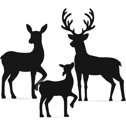 3-Piece 2D Deer Family Silhouette Yard Decoration w/ Buck Doe Fawn - 46in