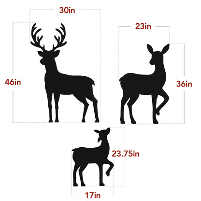 3-Piece 2D Deer Family Silhouette Yard Decoration w/ Buck Doe Fawn - 46in