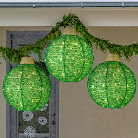 3-Piece Hanging Pop-Up Ornaments Outdoor Christmas Decor LED Lights