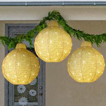3-Piece Hanging Pop-Up Ornaments Outdoor Christmas Decor LED Lights