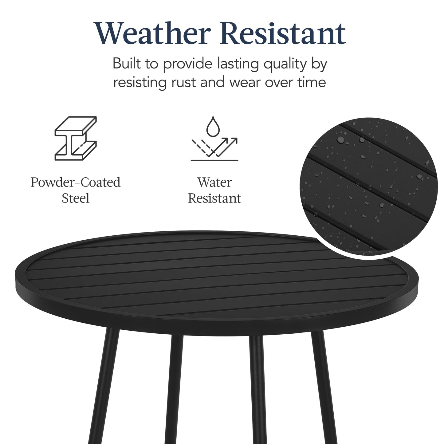 3-Piece Patio Bar Height Bistro Set w/ Backless Stools Slatted Design