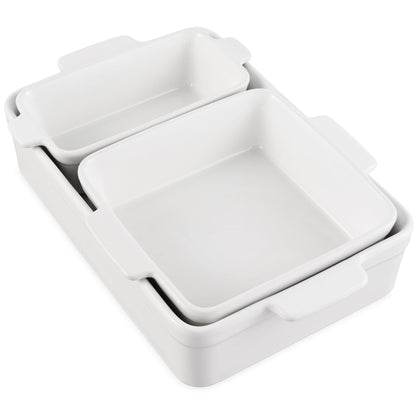 3-Piece Ceramic Bakeware Set Stoneware Baking Dishes Casserole Serving Set
