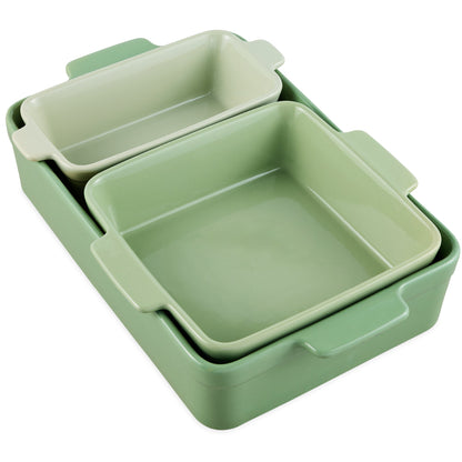 3-Piece Ceramic Bakeware Set Stoneware Baking Dishes Casserole Serving Set