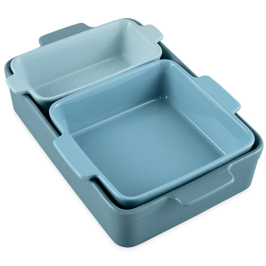 3-Piece Ceramic Bakeware Set Stoneware Baking Dishes Casserole Serving Set
