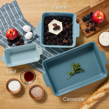 3-Piece Ceramic Bakeware Set Stoneware Baking Dishes Casserole Serving Set