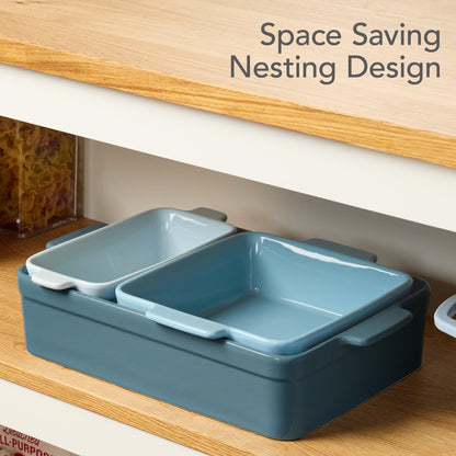 3-Piece Ceramic Bakeware Set Stoneware Baking Dishes Casserole Serving Set