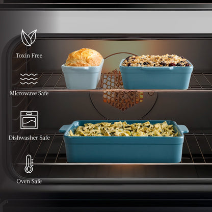 3-Piece Ceramic Bakeware Set Stoneware Baking Dishes Casserole Serving Set