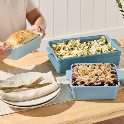 3-Piece Ceramic Bakeware Set Stoneware Baking Dishes Casserole Serving Set