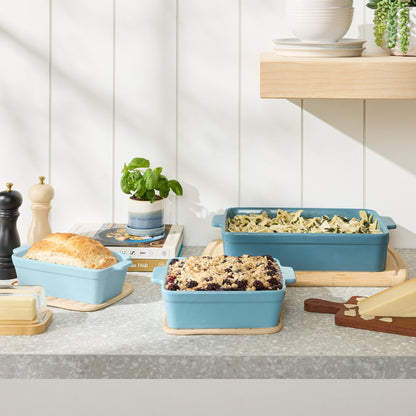 3-Piece Ceramic Bakeware Set Stoneware Baking Dishes Casserole Serving Set