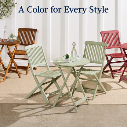 3-Piece Acacia Wood Bistro Set w/ Folding Table 2 Chairs