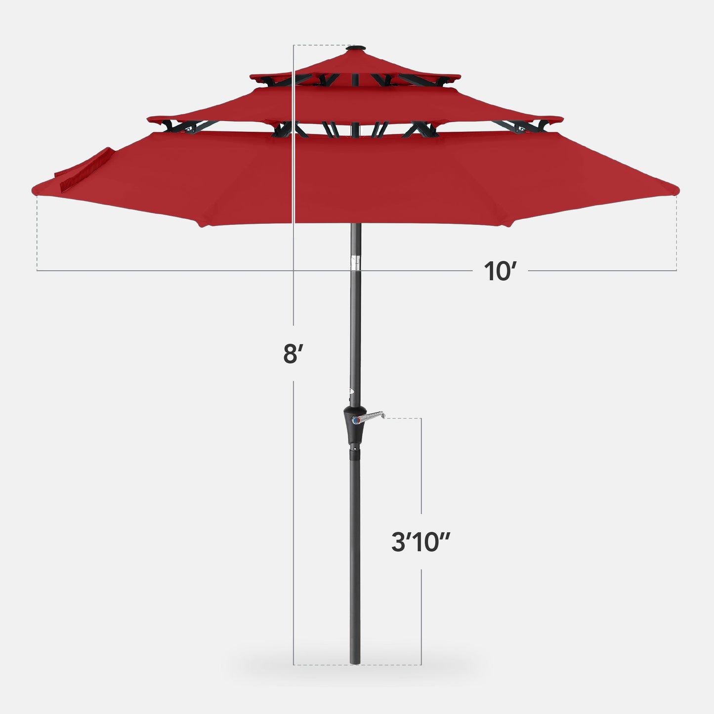 3-Tier Patio Umbrella w/ Tilt Adjustment Crank - 10ft