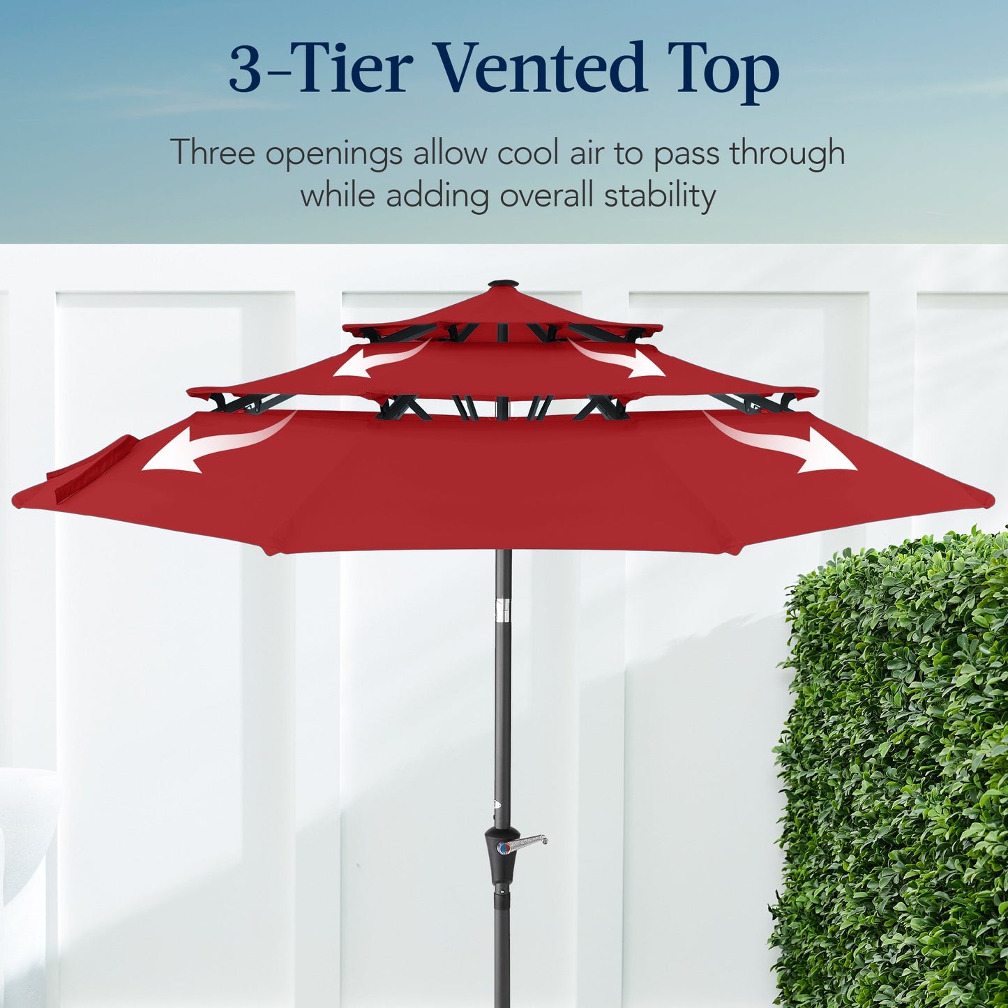 3-Tier Patio Umbrella w/ Tilt Adjustment Crank - 10ft