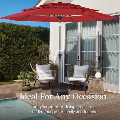 3-Tier Patio Umbrella w/ Tilt Adjustment Crank - 10ft