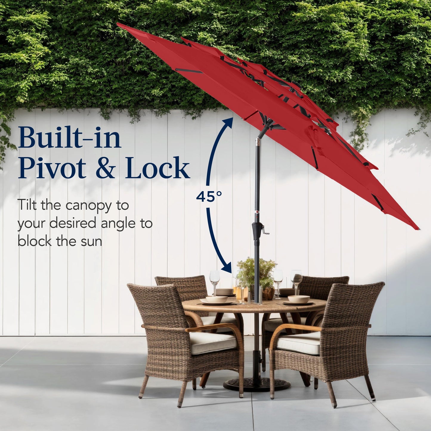 3-Tier Patio Umbrella w/ Tilt Adjustment Crank - 10ft
