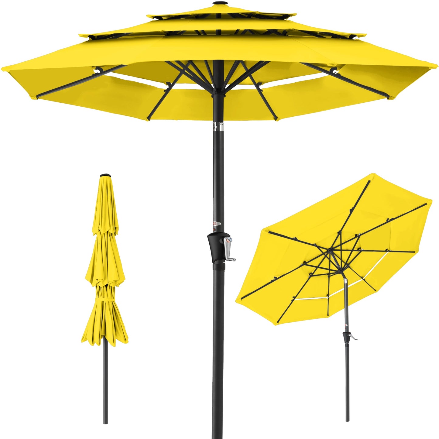 3-Tier Patio Umbrella w/ Tilt Adjustment Crank - 10ft
