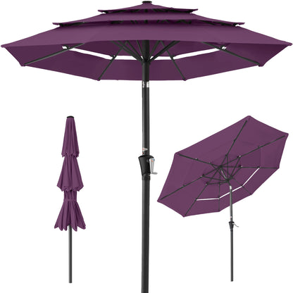 3-Tier Patio Umbrella w/ Tilt Adjustment Crank - 10ft